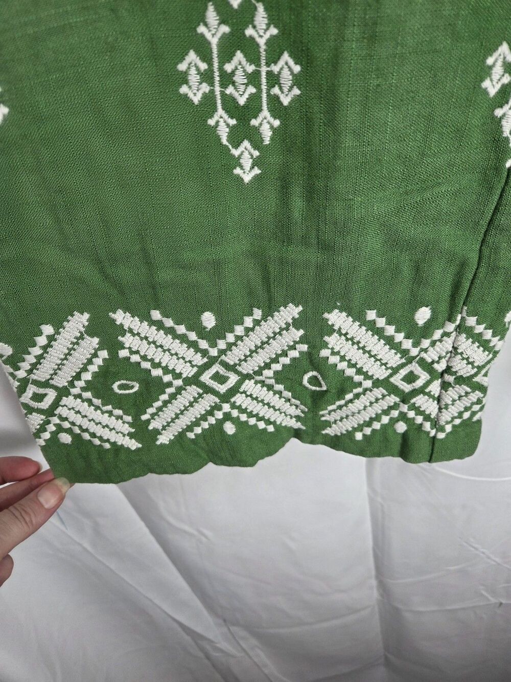Haute Hippie Green Linen Blend Embroidered Wide Leg Pants | Size 2 | Like New! - Picture 8 of 11